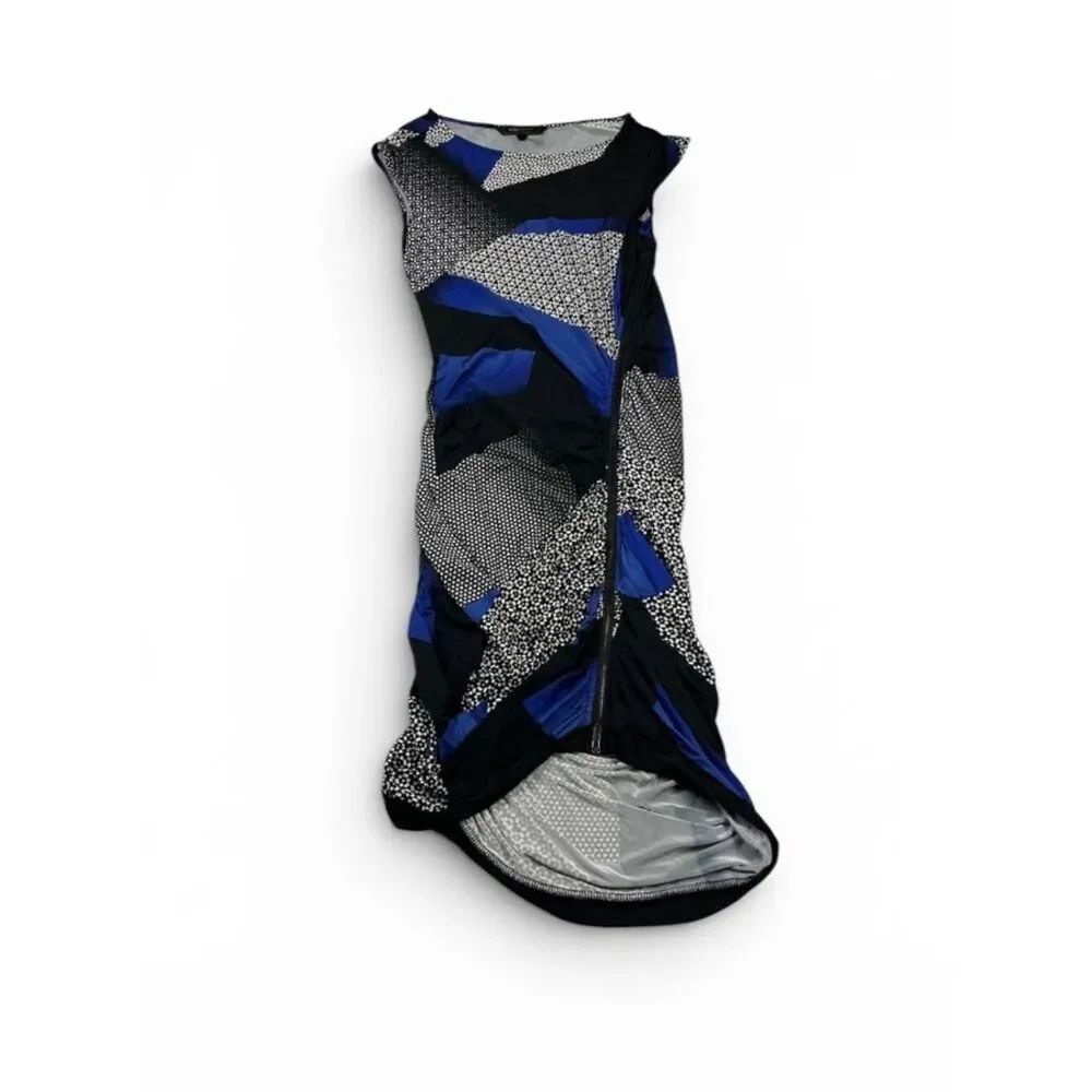 BCBGMaxazria Dell Sheath Wiggle Dress Artsy Patchwork Ruched Bodycon Comfort S